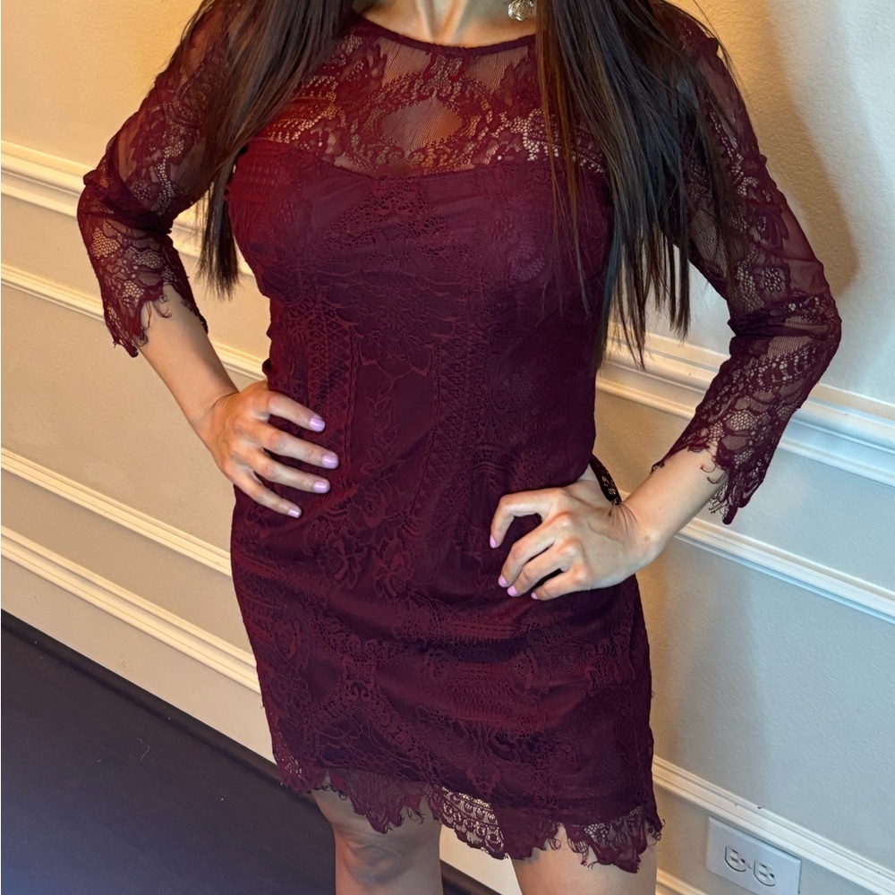 BB Dakota Red Long Sleeve Sheath Dress